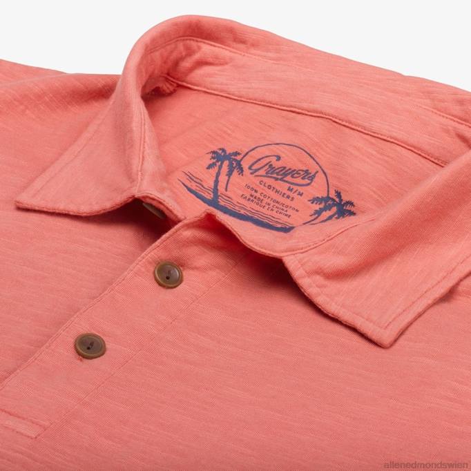 Allen Edmonds Clothing D66B522 | Allen Edmonds Greyers South Bay Slub-Polo Terrakotta unisex