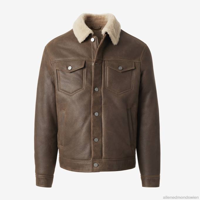 Allen Edmonds Clothing D66B190 | Allen Edmonds Trucker-Jacke aus Lammfell braun unisex