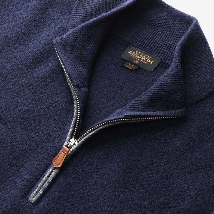 Allen Edmonds Clothing D66B191 | Allen Edmonds Pullover aus Wolle und Kaschmir mit Viertelreißverschluss Marine unisex