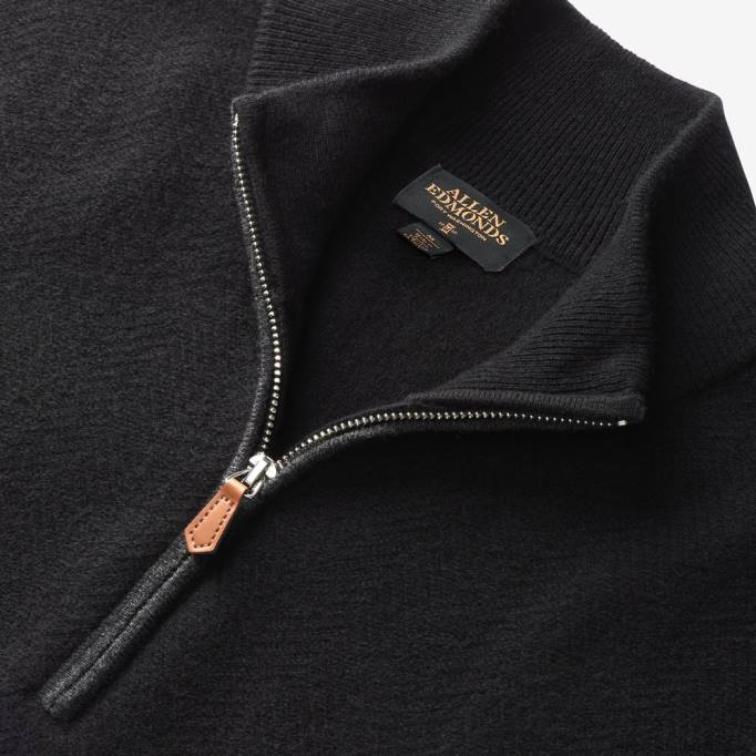 Allen Edmonds Clothing D66B517 | Allen Edmonds Pullover aus Wolle und Kaschmir mit Viertelreißverschluss Schwarz unisex