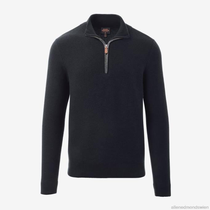 Allen Edmonds Clothing D66B517 | Allen Edmonds Pullover aus Wolle und Kaschmir mit Viertelreißverschluss Schwarz unisex