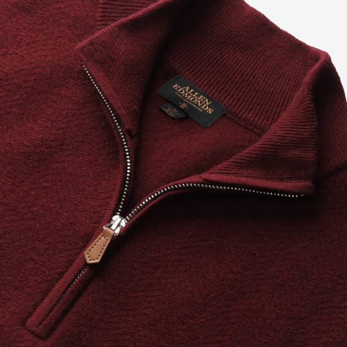 Allen Edmonds Clothing D66B518 | Allen Edmonds Pullover aus Wolle und Kaschmir mit Viertelreißverschluss Burgund unisex