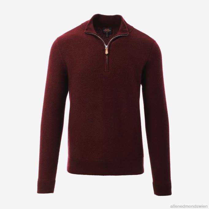 Allen Edmonds Clothing D66B518 | Allen Edmonds Pullover aus Wolle und Kaschmir mit Viertelreißverschluss Burgund unisex
