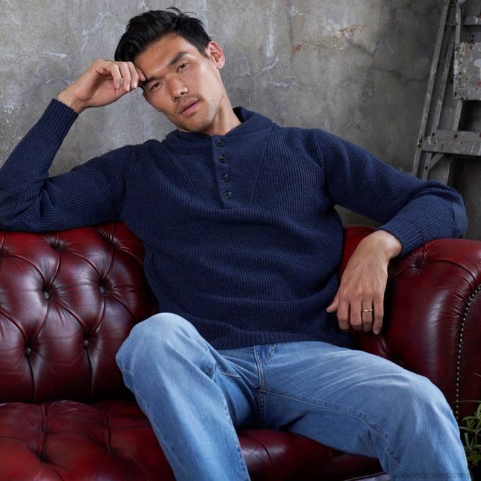 Allen Edmonds Clothing D66B519 | Allen Edmonds Schott N.Y.C. Militär-Henley-Pullover Marine unisex