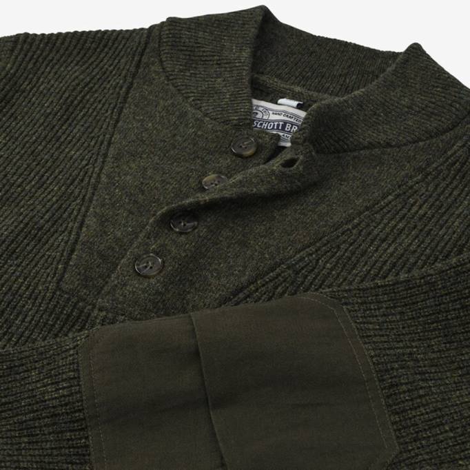 Allen Edmonds Clothing D66B520 | Allen Edmonds Schott N.Y.C. Militär-Henley-Pullover moosgrün unisex