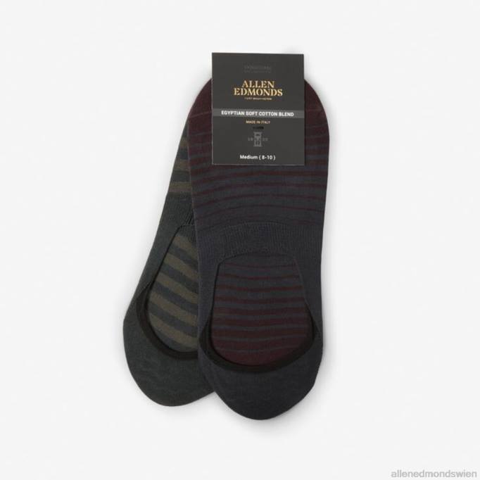 Allen Edmonds Clothing D66B516 | Allen Edmonds No-Show-Socken im 2er-Pack Brombeere/Grau unisex