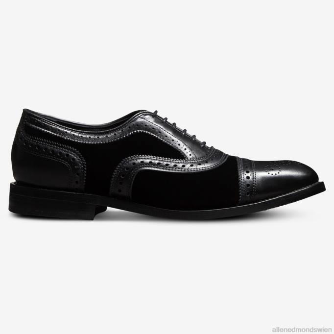 Allen Edmonds Schuhe D66B103 | Allen Edmonds Strand Oxford-Schuh mit Kappenkappe schwarzer Samt Männer