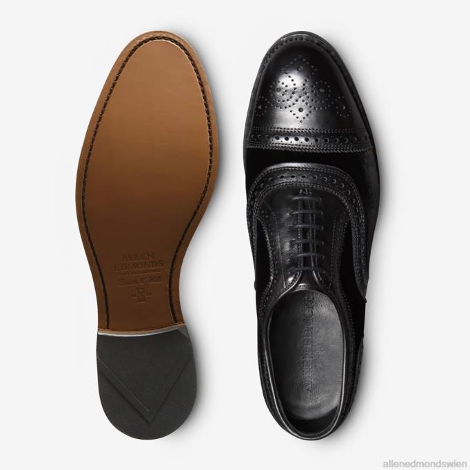 Allen Edmonds Schuhe D66B103 | Allen Edmonds Strand Oxford-Schuh mit Kappenkappe schwarzer Samt Männer