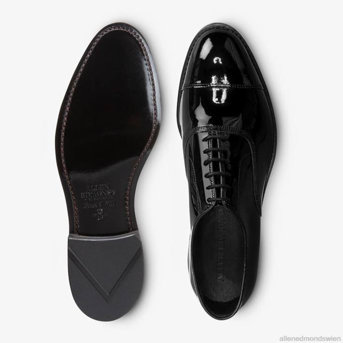 Allen Edmonds Schuhe D66B10 | Allen Edmonds Park Avenue Oxford-Schuh mit Kappenkappe schwarzes Lackleder Männer