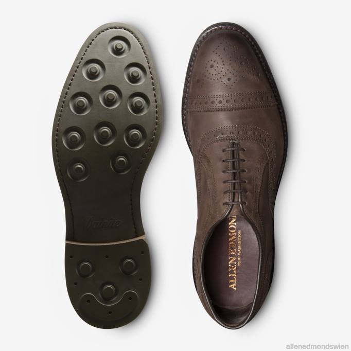 Allen Edmonds Schuhe D66B228 | Allen Edmonds Strandmok Cap-Toe-Oxford mit Dainite-Gummisohle braunes Nubuk Männer