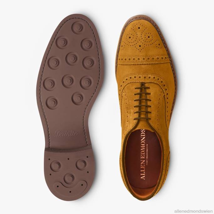 Allen Edmonds Schuhe D66B247 | Allen Edmonds Strandmok Cap-Toe-Oxford mit Dainite-Gummisohle Kurkuma-Wildleder Männer