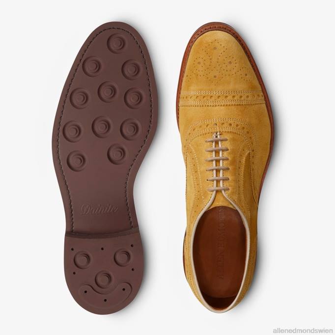 Allen Edmonds Schuhe D66B248 | Allen Edmonds Strandmok Cap-Toe-Oxford mit Dainite-Gummisohle mineralgelbes Wildleder Männer