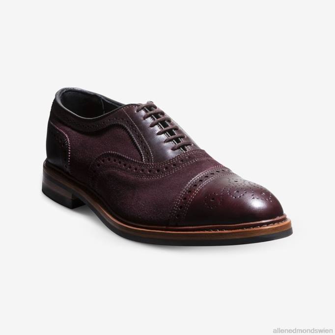 Allen Edmonds Schuhe D66B249 | Allen Edmonds Strandmok Cap-Toe-Oxford mit Dainite-Gummisohle Burgunderrotes Wildleder Männer