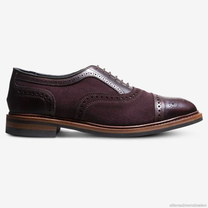 Allen Edmonds Schuhe D66B249 | Allen Edmonds Strandmok Cap-Toe-Oxford mit Dainite-Gummisohle Burgunderrotes Wildleder Männer