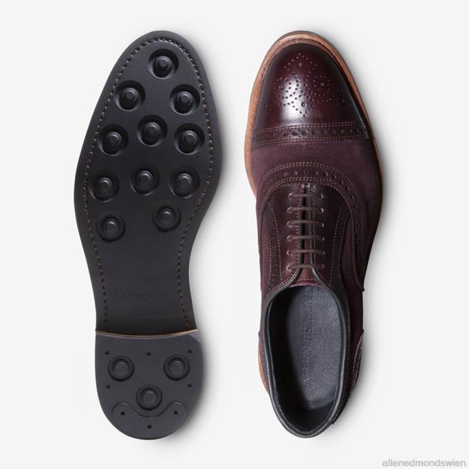 Allen Edmonds Schuhe D66B249 | Allen Edmonds Strandmok Cap-Toe-Oxford mit Dainite-Gummisohle Burgunderrotes Wildleder Männer