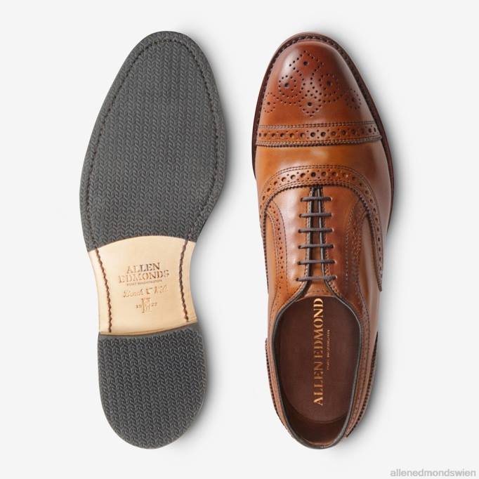 Allen Edmonds Schuhe D66B38 | Allen Edmonds Strand-Oxford-Schuh mit Zehenkappe und kombinierter Steppsohle Walnussbraun Männer