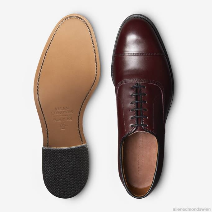 Allen Edmonds Schuhe D66B45 | Allen Edmonds Park Avenue Oxford-Schuh mit Kappenkappe burgunderfarbenes Leder Männer
