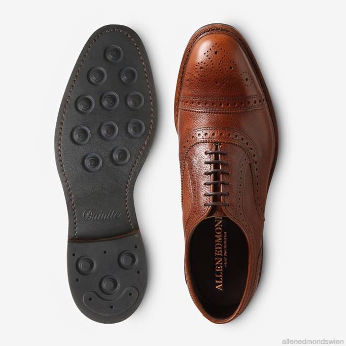 Allen Edmonds Schuhe D66B233 | Allen Edmonds Strandmok wetterfester Oxford mit Dainite-Gummisohle braunes Korn Männer