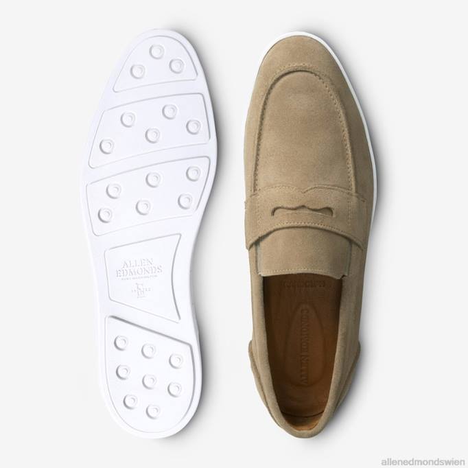 Allen Edmonds Schuhe D66B22 | Allen Edmonds Randolph Slip-on-Wildleder-Sneaker Knochenwildleder Männer