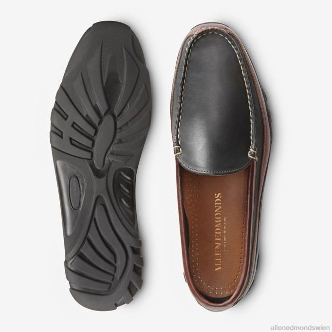 Allen Edmonds Schuhe D66B68 | Allen Edmonds Boulder venezianischer Fahrmokassin schwarz mit braunem Besatz Männer