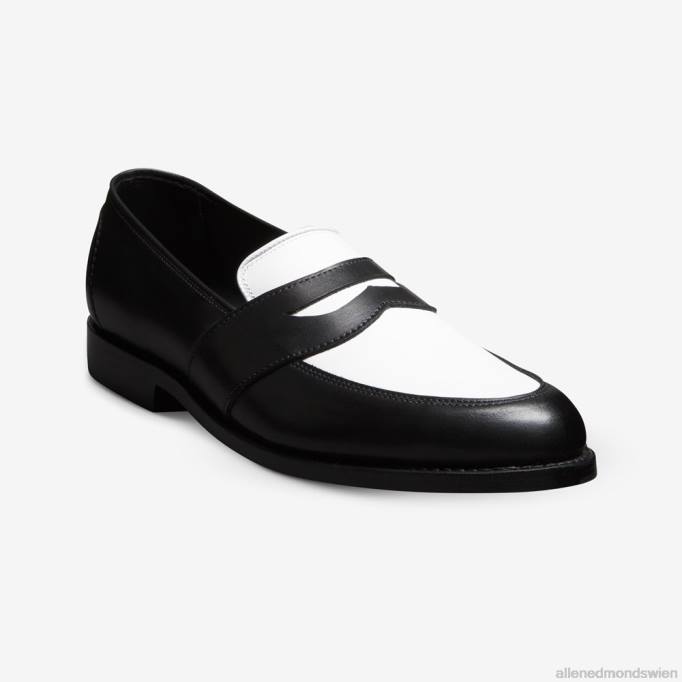 Allen Edmonds Schuhe D66B170 | Allen Edmonds Randolph Spectator Penny Loafer schwarz/weißes Leder Männer