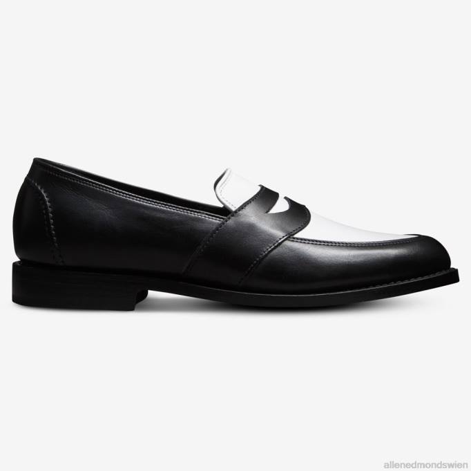 Allen Edmonds Schuhe D66B170 | Allen Edmonds Randolph Spectator Penny Loafer schwarz/weißes Leder Männer