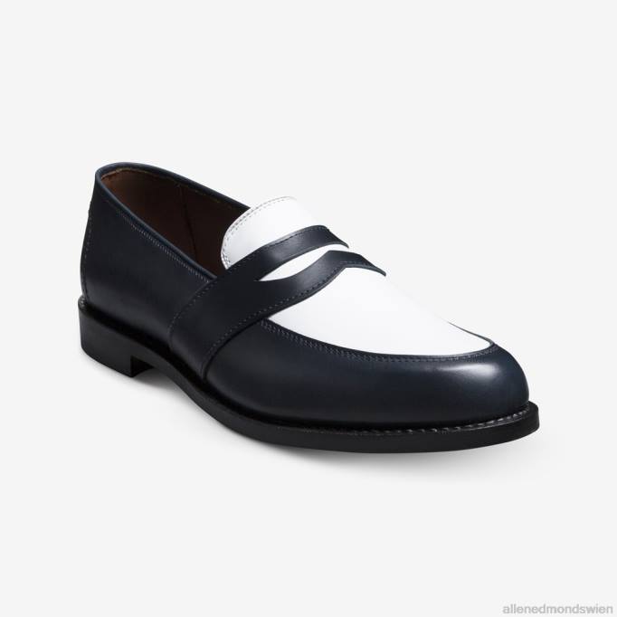 Allen Edmonds Schuhe D66B171 | Allen Edmonds Randolph Spectator Penny Loafer Marineblau/weißes Leder Männer