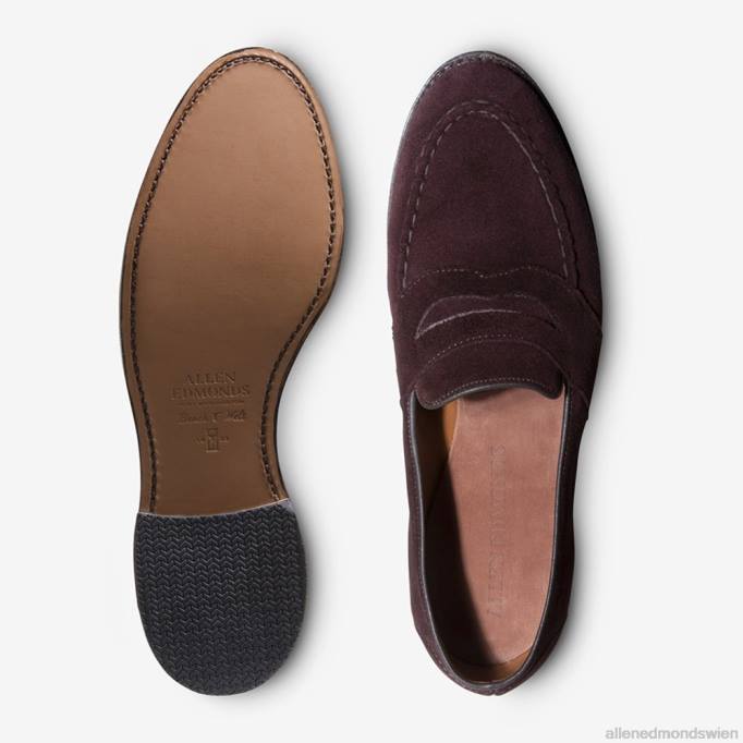 Allen Edmonds Schuhe D66B35 | Allen Edmonds Randolph Penny Loafer Burgunderrotes Wildleder Männer