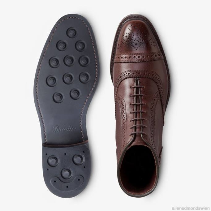 Allen Edmonds Schuhe D66B131 | Allen Edmonds Hamilton Oxford-Stiefel mit Kappenkappe braun getrommelt Männer