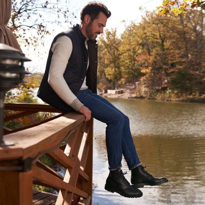 Allen Edmonds Schuhe D66B19 | Allen Edmonds Higgins Mill wetterfester Stiefel mit Stollensohle Schwarz Männer