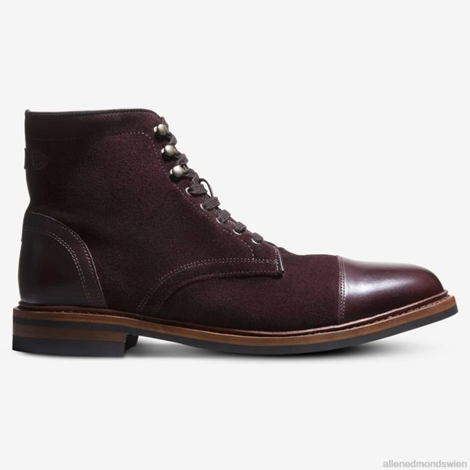 Allen Edmonds Schuhe D66B367 | Allen Edmonds Landon-Captoe-Stiefel Burgunderrotes Wildleder Männer