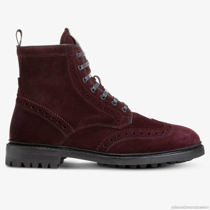 Allen Edmonds Schuhe D66B473 | Allen Edmonds Chapman wetterfester Wingtip-Stiefel Burgunderrotes Wildleder Männer