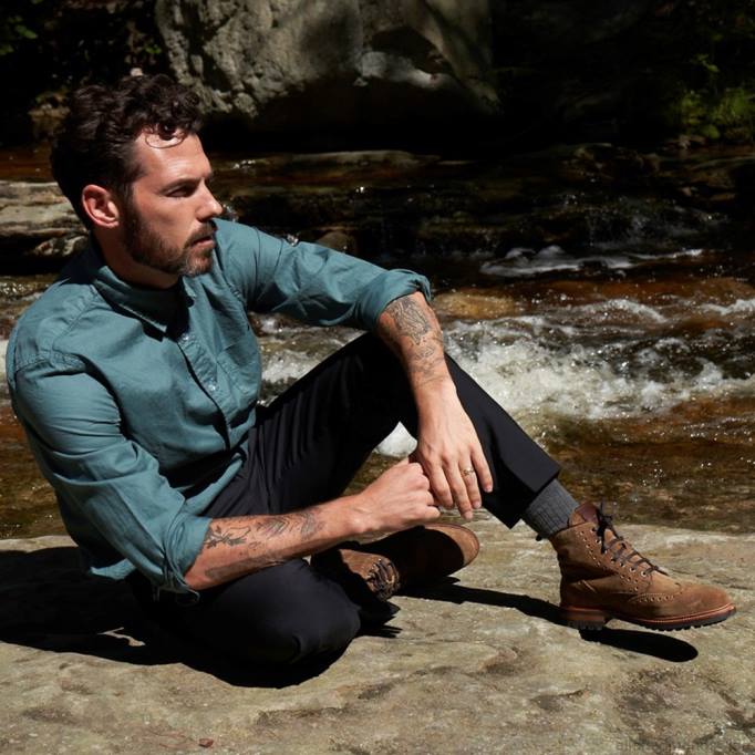 Allen Edmonds Schuhe D66B474 | Allen Edmonds Chapman wetterfester Wingtip-Stiefel hellbraunes Wildleder Männer