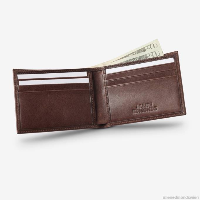 Allen Edmonds Österreich D66B323 | Allen Edmonds schlanke, faltbare Geldbörse braunes Leder unisex