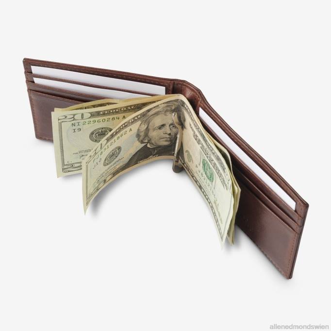 Allen Edmonds Österreich D66B576 | Allen Edmonds Bifold-Geldbörse aus Leder mit Geldscheinklammer braunes Leder unisex