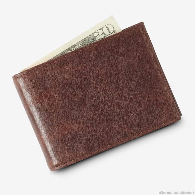 Allen Edmonds Österreich D66B576 | Allen Edmonds Bifold-Geldbörse aus Leder mit Geldscheinklammer braunes Leder unisex