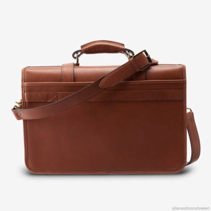 Allen Edmonds Österreich D66B370 | Allen Edmonds Kollektion aus Sattelleder – Aktentasche mit doppelter Klappe bräunen unisex