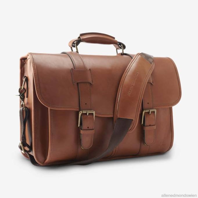 Allen Edmonds Österreich D66B370 | Allen Edmonds Kollektion aus Sattelleder – Aktentasche mit doppelter Klappe bräunen unisex