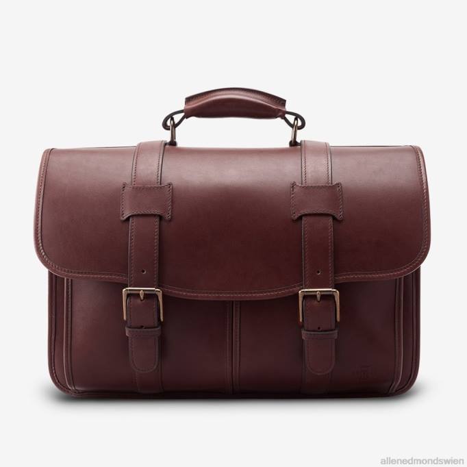 Allen Edmonds Österreich D66B589 | Allen Edmonds Kollektion aus Sattelleder – Aktentasche mit doppelter Klappe Kaffeebraun unisex