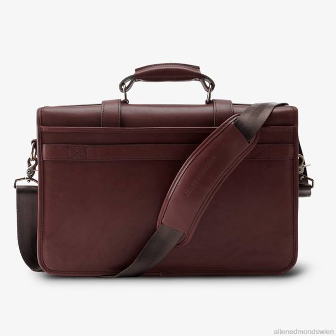 Allen Edmonds Österreich D66B589 | Allen Edmonds Kollektion aus Sattelleder – Aktentasche mit doppelter Klappe Kaffeebraun unisex
